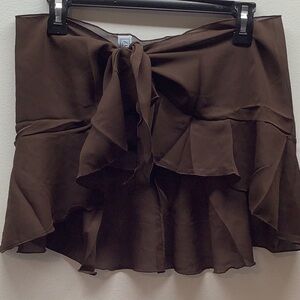 Zuliana Brown Ruffle Side Tie Sarong Made in USA New With Tags